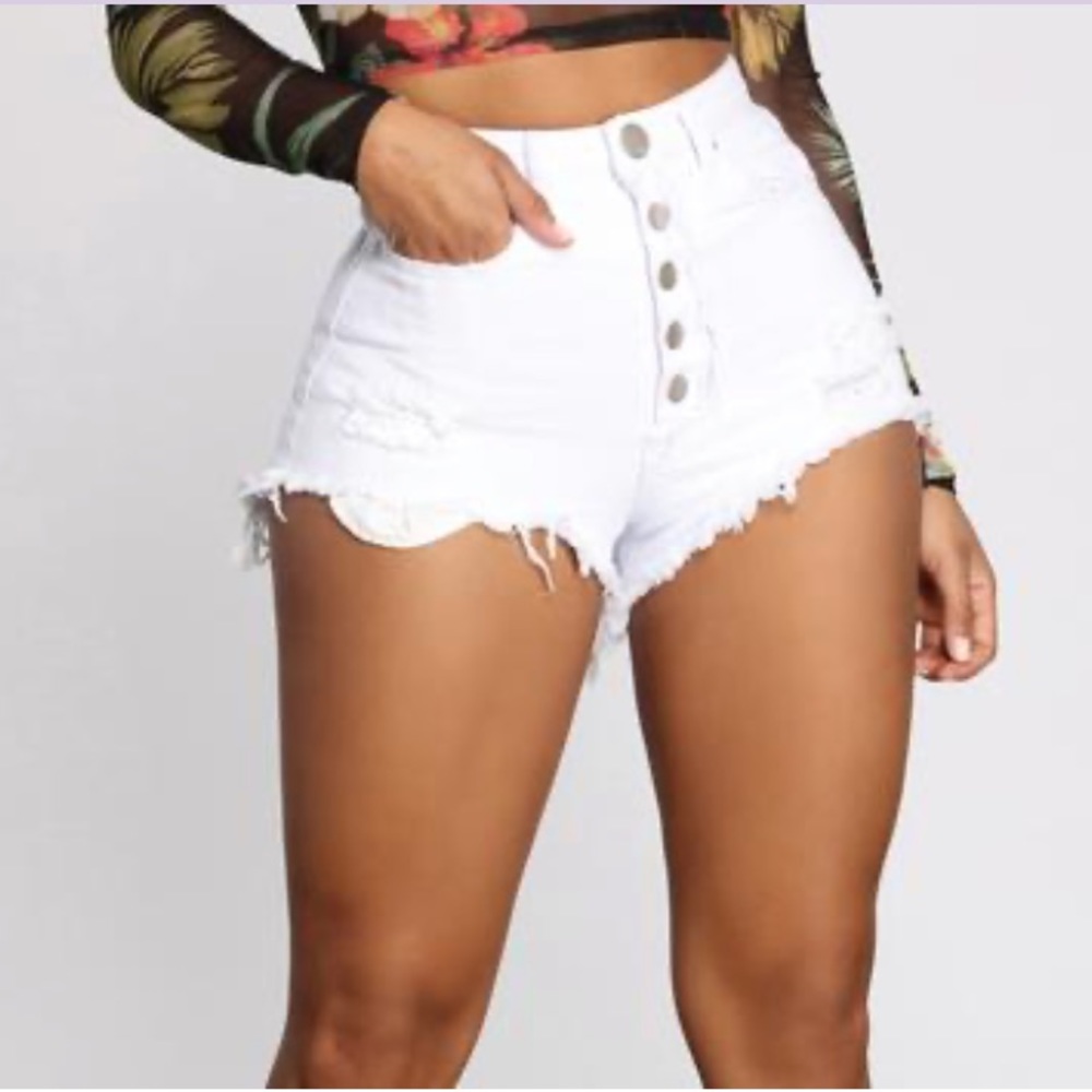 White denim shorts